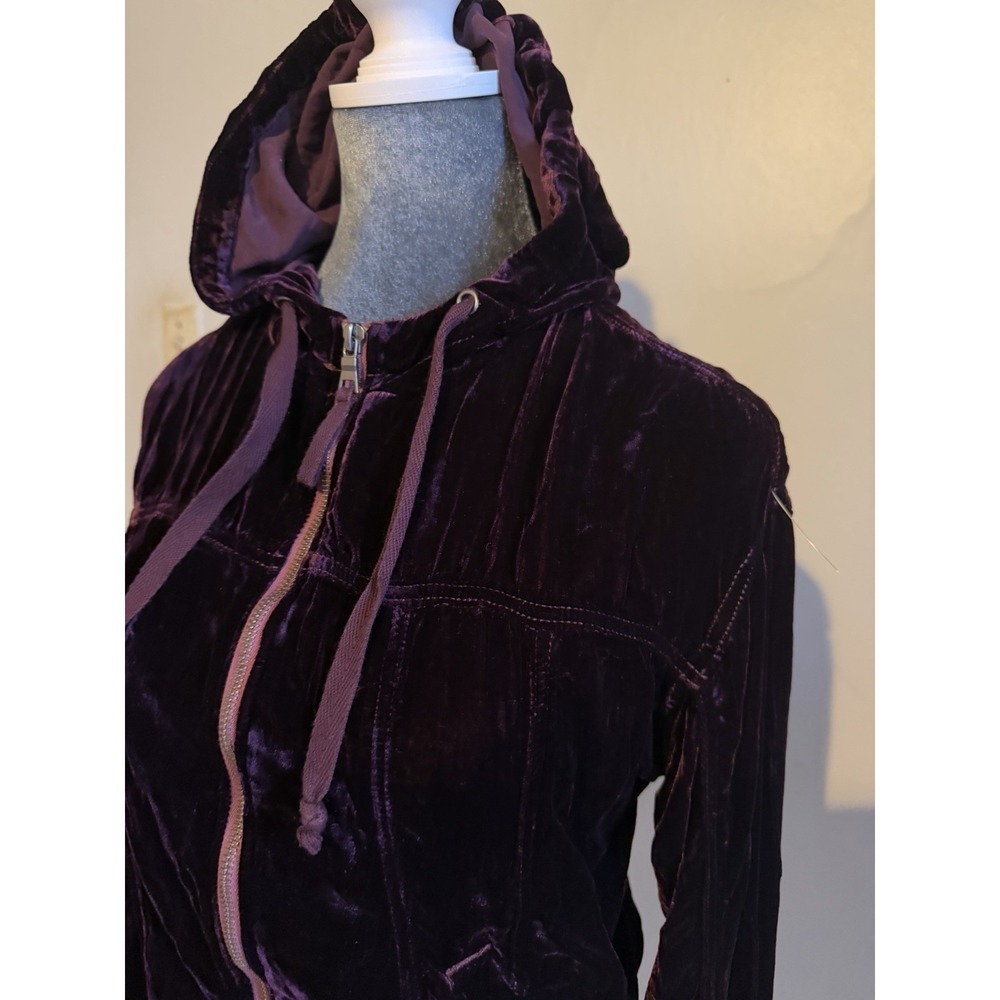 marrakech anthropologie Burgundy Velvet‎ Jacket Hoodie Romantic Vampire Goth XS - Picture 5 of 11